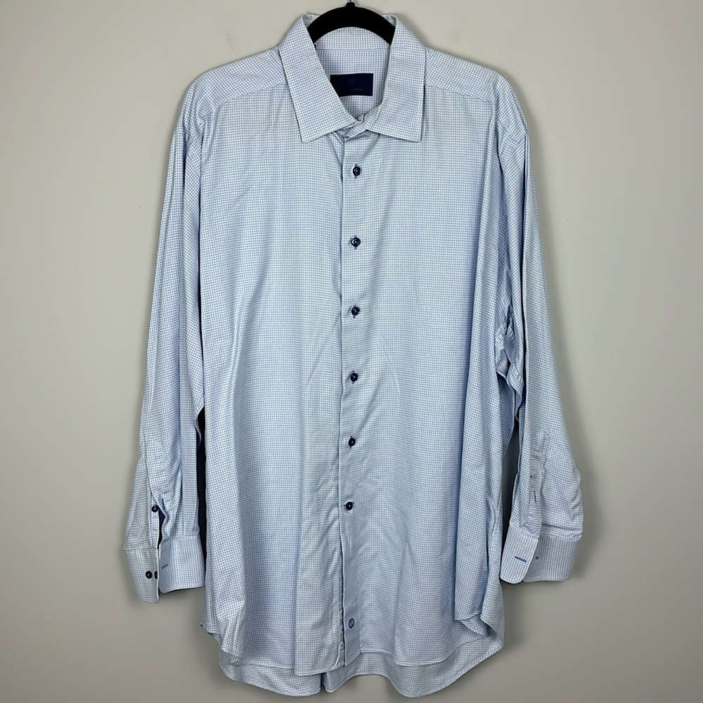 David Donahue Men's dress button down shirt SIZE 18.5  34/35 100% COTTON